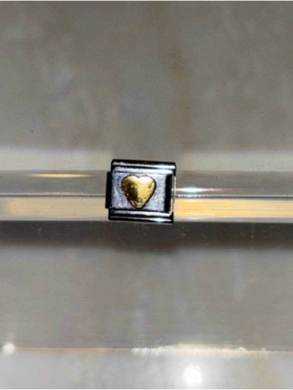 Vintage 9mm Stainless Steel Italian Charm Link Gold tone heart
